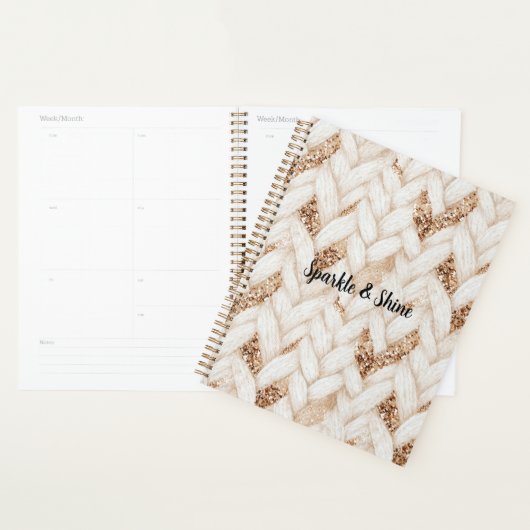 Gouden Glitter Witte Geweven Nep Stof   Planner (Display)