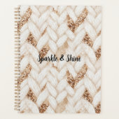 Gouden Glitter Witte Geweven Nep Stof   Planner (Voorkant)