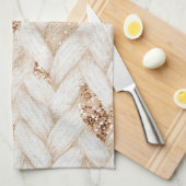 Gouden Glitter Witte Geweven Nep Stof Theedoek (Quarter Fold)