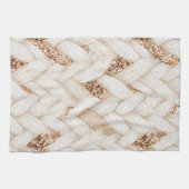 Gouden Glitter Witte Geweven Nep Stof Theedoek (Horizontaal)
