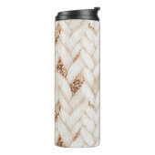 Gouden Glitter Witte Geweven Nep Stof Thermosbeker (Gedraaid links)