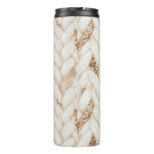 Gouden Glitter Witte Geweven Nep Stof Thermosbeker (Achterkant)