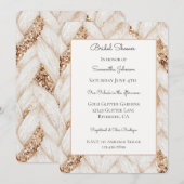 Gouden Glitter Witte Geweven Stof Bruidsdouche   Kaart (Voorkant / Achterkant)