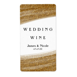 Gouden Glitter & Witte Glans Elegante Wijnlabels Etiket