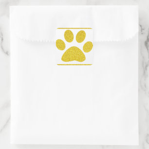 Gouden Glitter Witte Pootafdrukken Cute Elegant Fe Vierkante Sticker