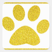 Gouden glitter witte pootafdrukken Cute Elegant Va Vierkante Sticker (Voorkant)