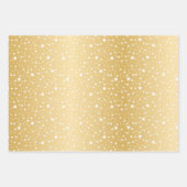 Gouden Glitter Witte Sneeuwvlokken Strepen Sterren Inpakpapier Vel (Voorkant 3)