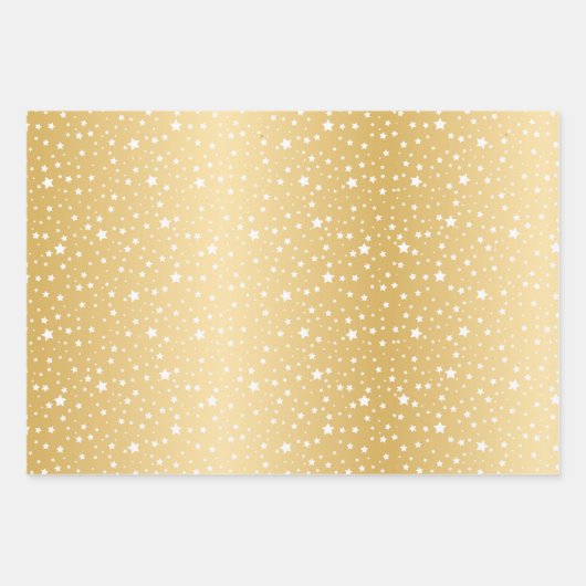 Gouden Glitter Witte Sneeuwvlokken Strepen Sterren Inpakpapier Vel (Voorkant 3)