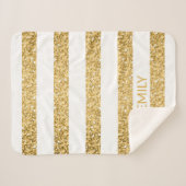 Gouden Glitter Witte Strepen Sherpa Deken (Voorkant (horizontaal))