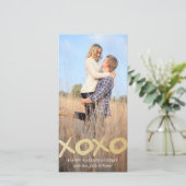 Gouden Glitter XOXO Valentijnsdag Fotokaarten Feestdagenkaart (Staand voorkant)