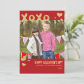 Gouden Glitter XOXO Valentijnsdag Kaarten (Staand voorkant)