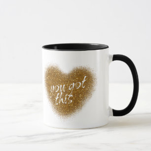 Gouden Glitter YOU GOT THIS Glamour Hart Koffiebek Mok