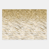 Gouden Glitter Zebra Print Sparkle Inpakpapier Vel (Voorkant 3)
