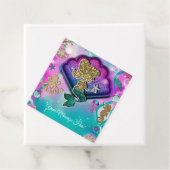 Gouden Glitter Zeemeermin Holding Zeester Verjaard Bedankjes Labels (In situ)