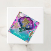 Gouden Glitter Zeemeermin met Zeester Verjaardag Bedankjes Labels (In situ)