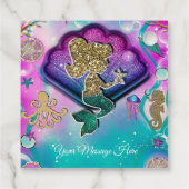 Gouden Glitter Zeemeermin met Zeester Verjaardag Bedankjes Labels (Achterkant)