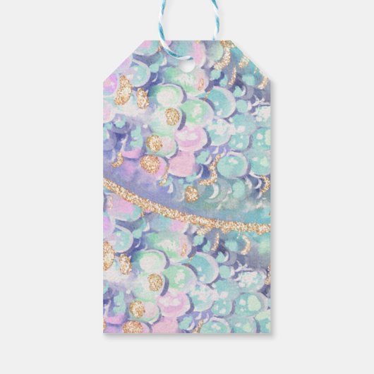 Gouden Glitter Zeemeermin Staart Dank U Verjaardag Cadeaulabel (Achterkant)