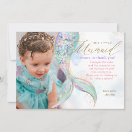 Gouden Glitter Zeemeermin Staart Onder Het Zee Fot Bedankkaart