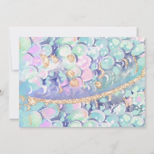 Gouden Glitter Zeemeermin Staart Onder Het Zee Fot Bedankkaart (Achterkant)