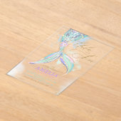 Gouden Glitter Zeemeermin Staart Onder Het Zee Ver Acryl Uitnodigingen (Laagn)