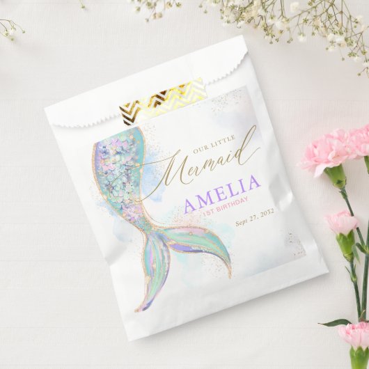 Gouden Glitter Zeemeermin Staart Onder Het Zee Ver Bedankzakje (Gezegeld)