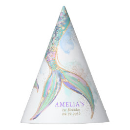 Gouden Glitter Zeemeermin Staart Onder Het Zee Ver Feesthoedjes