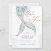 Gouden Glitter Zeemeermin Staart Onder Het Zee Ver Kaart (Voorkant)