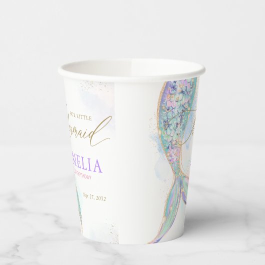 Gouden Glitter Zeemeermin Staart Onder Het Zee Ver Papieren Bekers (Links)