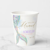 Gouden Glitter Zeemeermin Staart Onder Het Zee Ver Papieren Bekers (Voorkant)