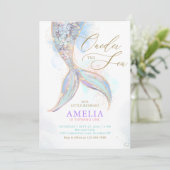 Gouden Glitter Zeemeermin Staart ONEder het Zee Ve Kaart (Staand voorkant)