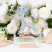 Gouden Glitter Zeemeermin Tail Duik In De Verjaard Acryl Uitnodigingen
