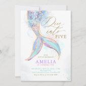 Gouden Glitter Zeemeermin Tail Duik In De Verjaard Kaart (Voorkant)