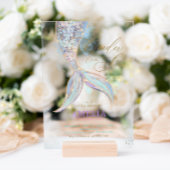 Gouden Glitter Zeemeerminnenstaart Verjaardag onde Acryl Uitnodigingen