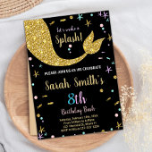 Gouden Glitter Zeemeerminstaart Verjaardagsuitnodi Kaart