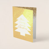 Gouden Glitter Zeer Vrolijke Kerstboom Folie Kaarten (Voorkant)