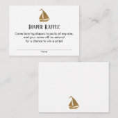 Gouden Glitter Zeilboot Luiers Raffle Ticket Kaart (Voorkant / Achterkant)