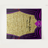 Gouden Glitter Zilver Oneindig Paarse Gordijn Wandkleed (Voorkant (horizontaal))