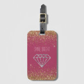 Gouden Glitter Zilveren Diamant Shine Bright Bagagelabel (Voorkant (verticaal))