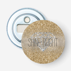 Gouden Glitter Zilveren Diamant Shine Bright Button Flesopener
