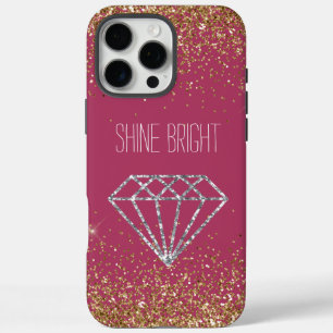 Gouden Glitter Zilveren Diamant Shine Bright iPhone 16 Pro Max Hoesje