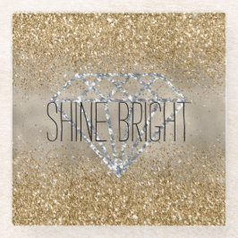 Gouden Glitter Zilveren Diamant Shine Bright Glazen Onderzetter