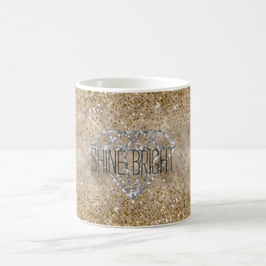 Gouden Glitter Zilveren Diamant Shine Bright Koffiemok (Center)