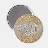 Gouden Glitter Zilveren Diamant Shine Bright Magneet (Voorkant / Achterkant)