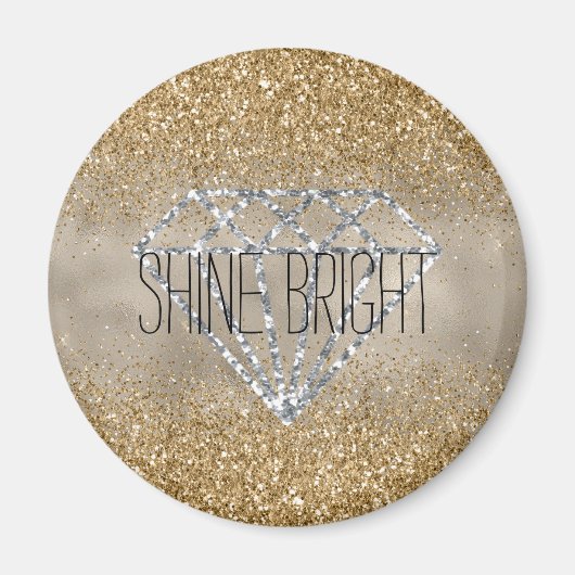 Gouden Glitter Zilveren Diamant Shine Bright Magneet (Voorkant)