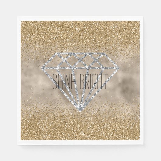Gouden Glitter Zilveren Diamant Shine Bright Servet (Voorkant)