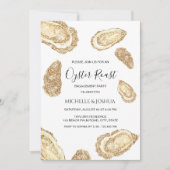 Gouden glitter zomer oester gebraden pastel kust kaart (Voorkant)