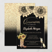 Gouden Glitter Zonnebloemen, Glas Rustieke Quincea Kaart (Voorkant / Achterkant)