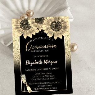 Gouden Glitter Zonneschermen, Wijn Glas Quinceaner Kaart