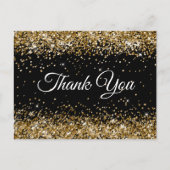 Gouden Glitter Zwart 21e Verjaardag Bedankt Briefkaart (Voorkant)