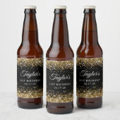 Gouden Glitter Zwart 21e verjaardag Bier Etiket (Flessen)